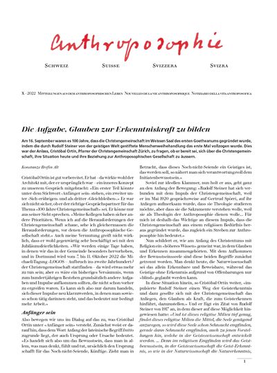 Anthroposophie Schweiz – Oktober 2022